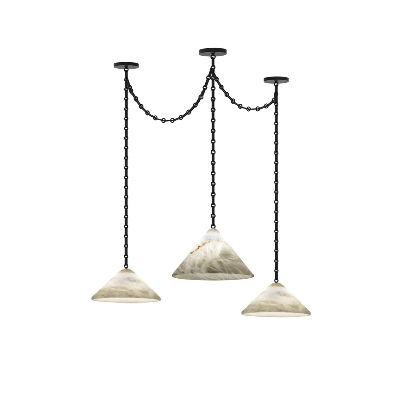 

Marble Art DIY Iron Chain LED 2025 Chandelier Hanging Lamp Lustre Alabaster Suspension Luminaire Lampen For Foyer Dinning Room