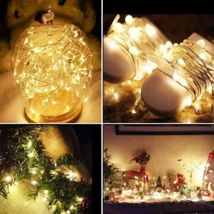 Impermeável LED String Lights, fio de cobre, bateria operado, DIY, festa de casamento, decoração de Natal, 5m