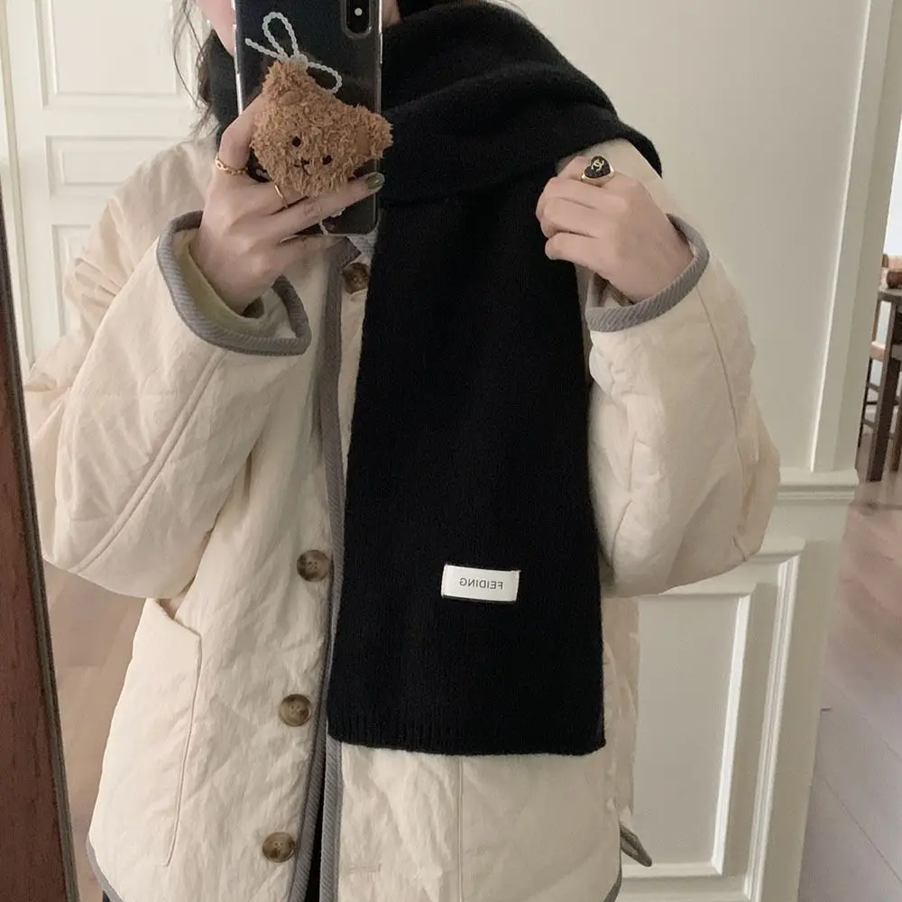 

Защитная шаль для шеи, однотонный шарф с крестом, шерстяной утолщенный вязаный шарф, шейный платок для девочек