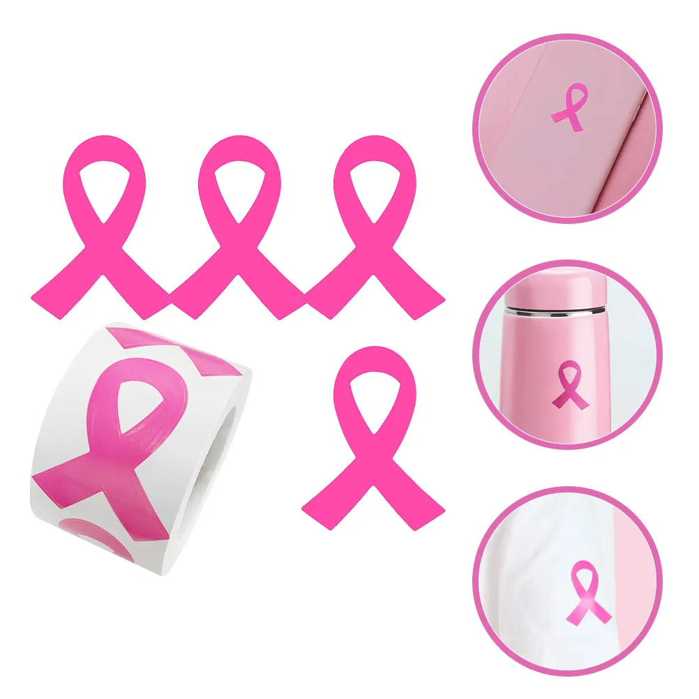 320Pcs Pink Cancer Ribbon Stickers Breast Health Awareness DIY Decorations for Helmets Cars Windows Pink Ribbon Stickers