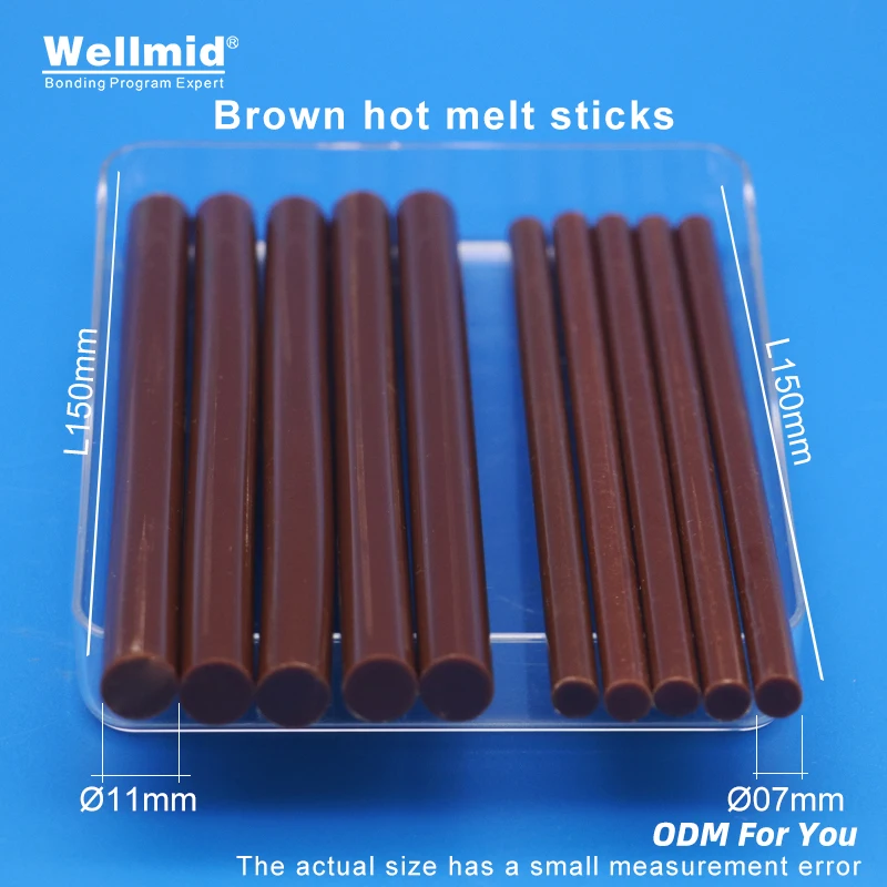 Brown Hot Melt Glue Sticks 7mm 11mm×150mm EVA Material To DIY Tools Artwork Toys Bond Metal Wood For Heat Gun bonding Adhesive