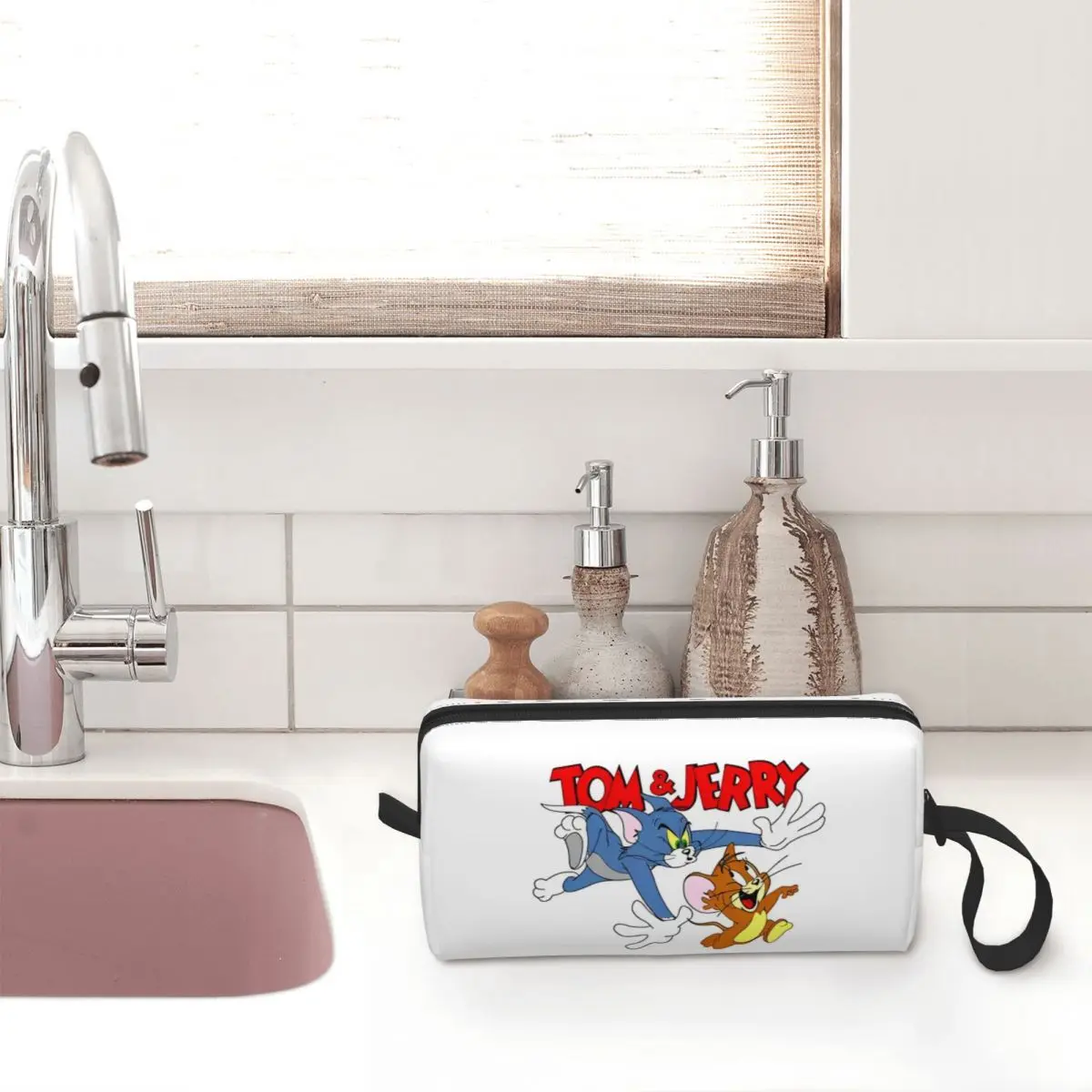 Tom And Jerry Movie Cat And Mouse Makeup Bags Men Cosmetic Bag Fashion Travel Pouch for Purse Storage