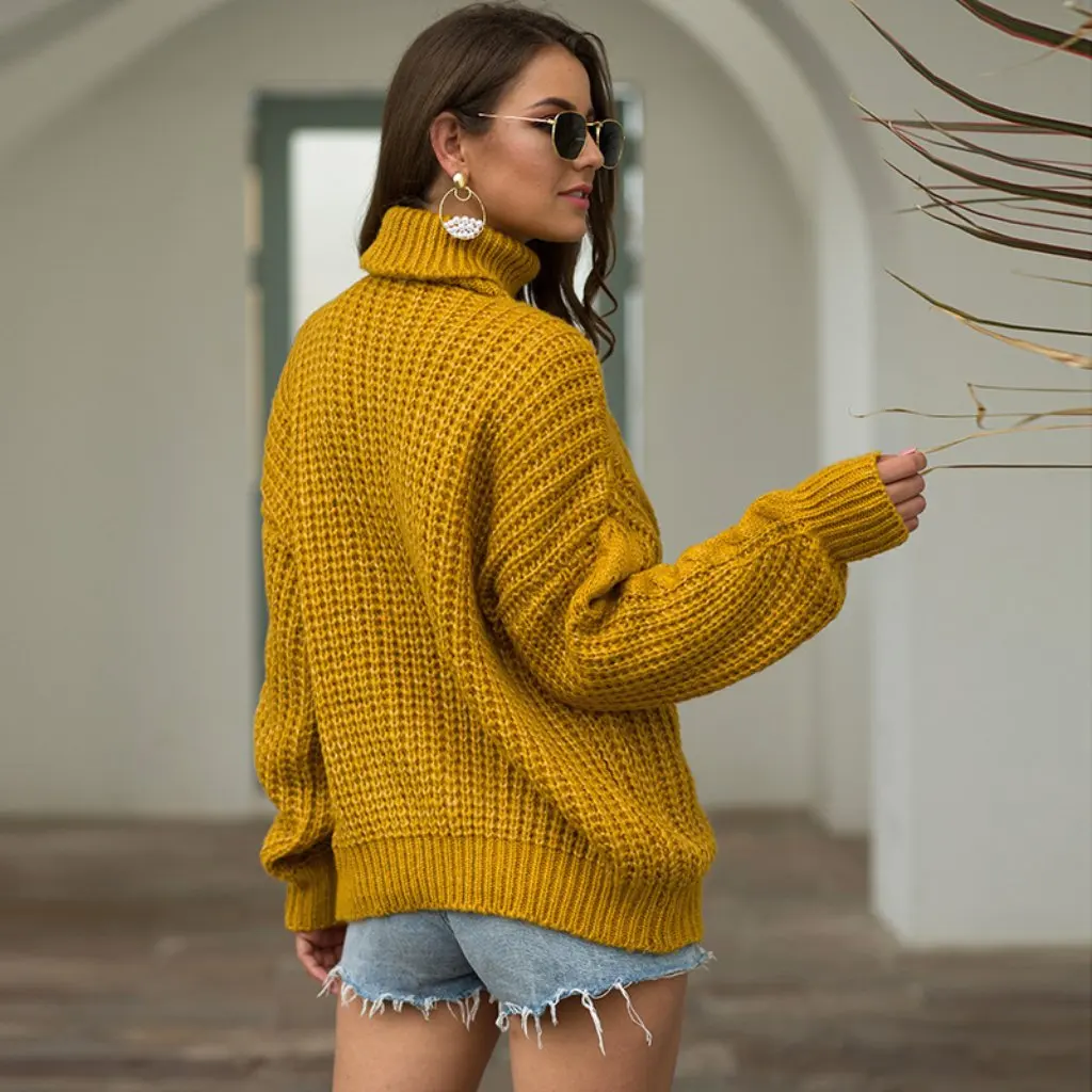 

Women's Preppy Style Knitwear Turtleneck Pullover Thick Thread Twist Autumn Winter New Fashion Top for Ladies