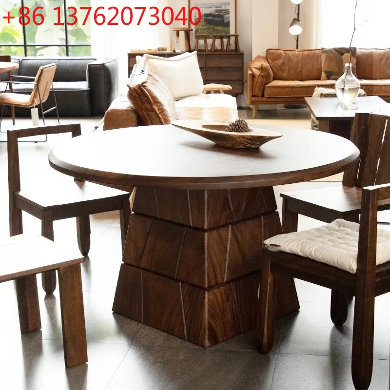 

Круглый обеденный стол из массива дерева 1,35/1 орех, ретро-мебель для столовой