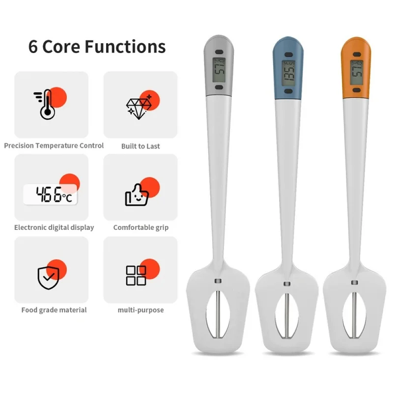 Food Grade Silicone Digital Candy Spatula with Built-in Thermometer Accurate Temperature Reading for Candy Chocolate Cake Meat