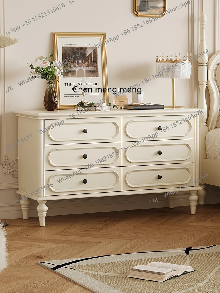 

French all-solid wood bucket cabinet household living room six-bucket wall locker, storage locker