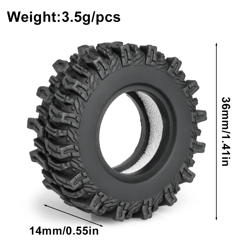 1/30 Rc Crawler Tires 36mm 0.7in Soft Rubber All Terrain Tyres For 1/30 Rock Mud Car Axial Scx30 Ascent-32 Tires Upgrade Parts