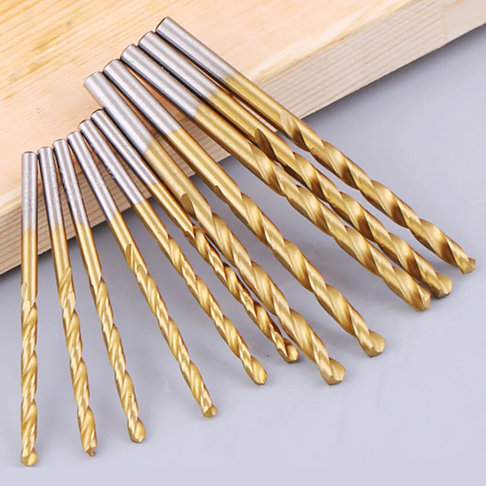 6.1mm 6.5mm 7mm 8mm 9mm 10mm 12mm High Speed Steel Titanium Coated Straight Shank Twist Drill Bits HSS For Metal Drilling Tools