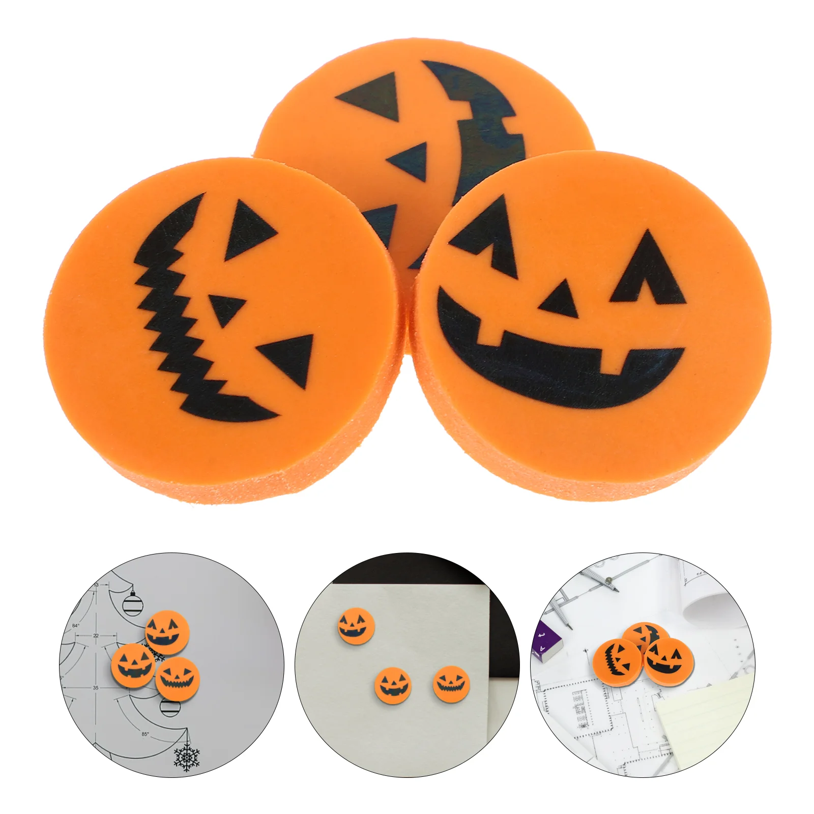 36 Pcs Autumn Child Heavy Duty Halloween Plates Mini Erasers for Kids Bulk Classroom Cartoon