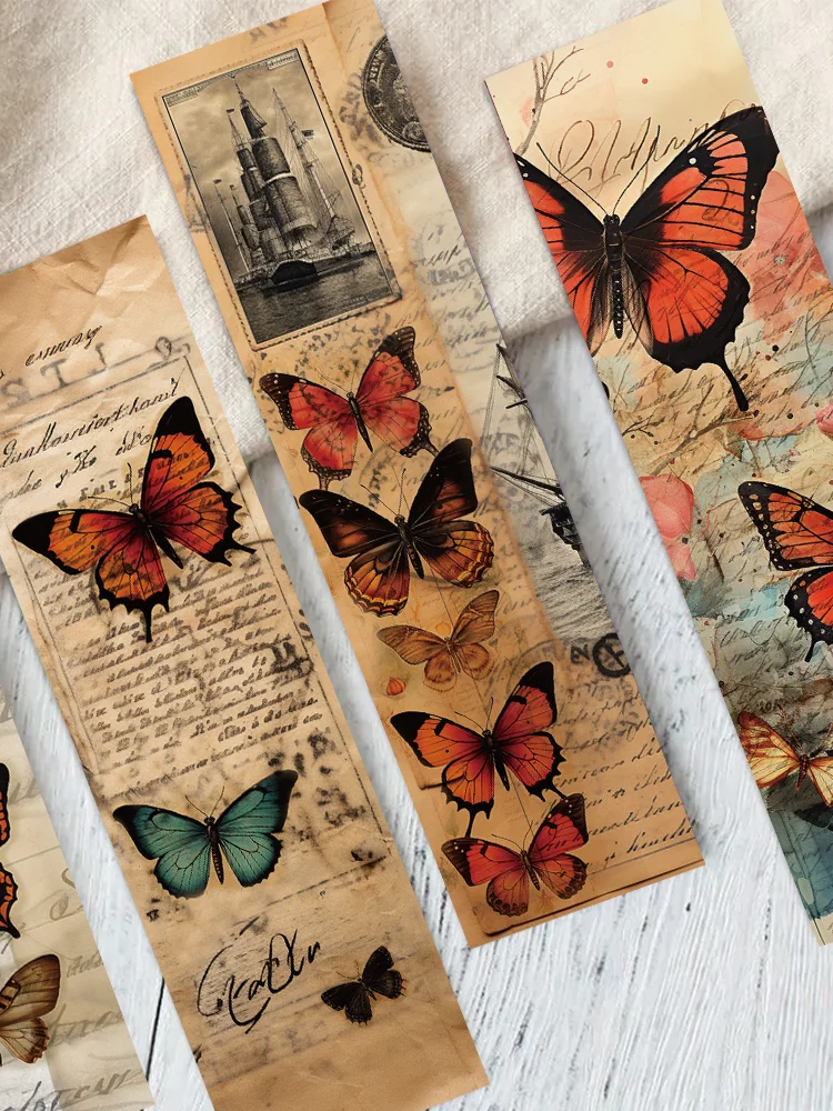 Borboleta vintage Bookmarks para estudantes, Cartão Art Classical, Notas Diário, Páginas de leitura, Marcadores de livros, Estudante Suprimentos,