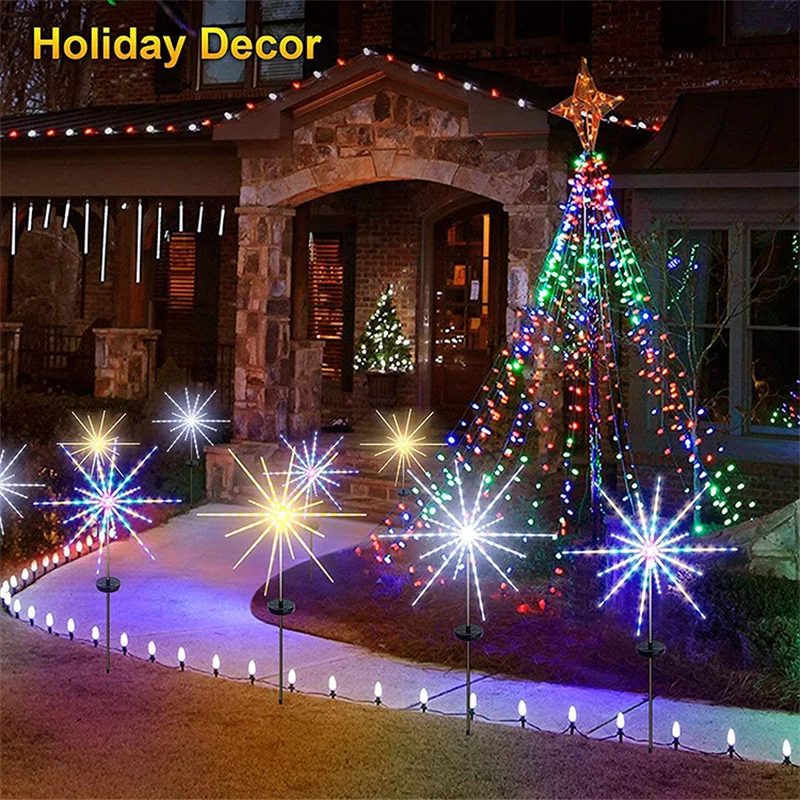 LED Solar Fireworks Light Outdoor Meteor Horse Lamp Garland IP65 Waterproof String Lights Garden Lawn Street Decor Natal