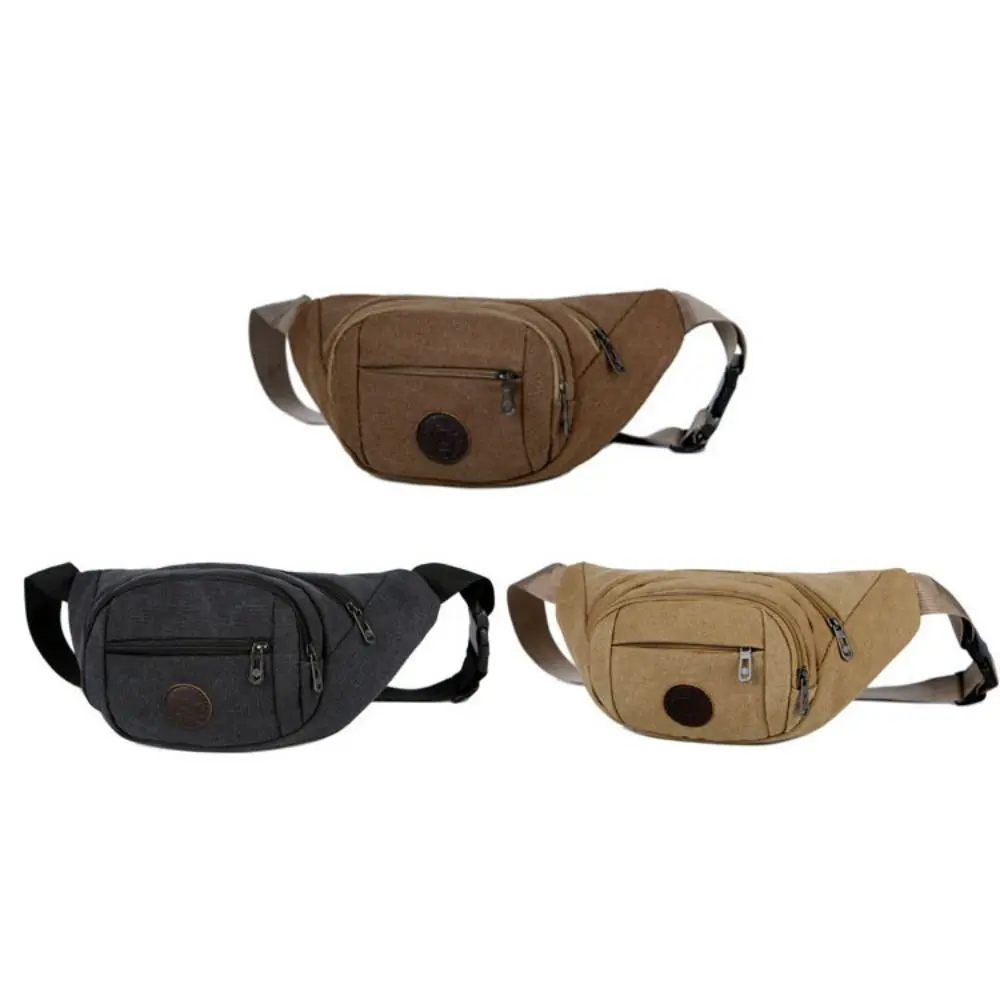 Marsupio da uomo in tela di moda Fanny Pack Marsupio retrò da uomo Borsa da viaggio di grande capacità Borsa da petto da uomo