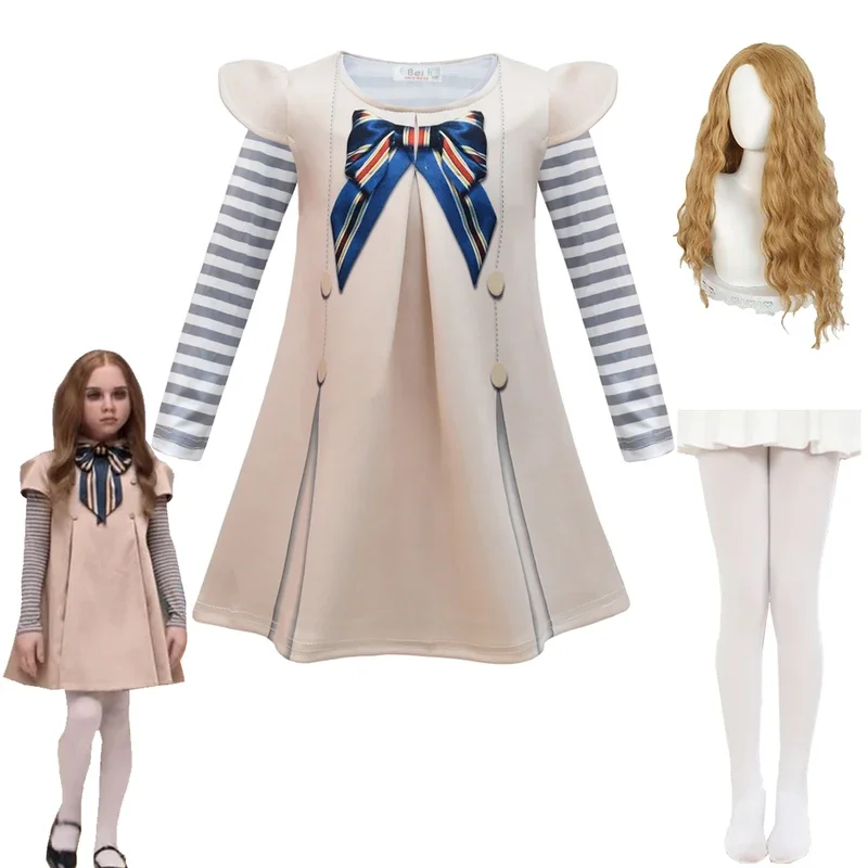 소녀용 카니발 부활절 원피스 m3gan 코스프레 코스튬, 원피스 가발 팬티 호스 속옷, 할로윈 엘크 코스프레 의류