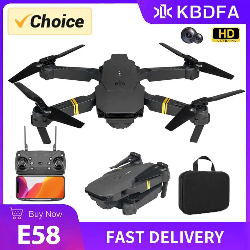 KBDFA NEW E58 Mini Drone WiFi FPV Altitude Hold Foldable Quadcopter with Battery 1080P 4K HD Camera RC Helicopter Toys Dron Gift