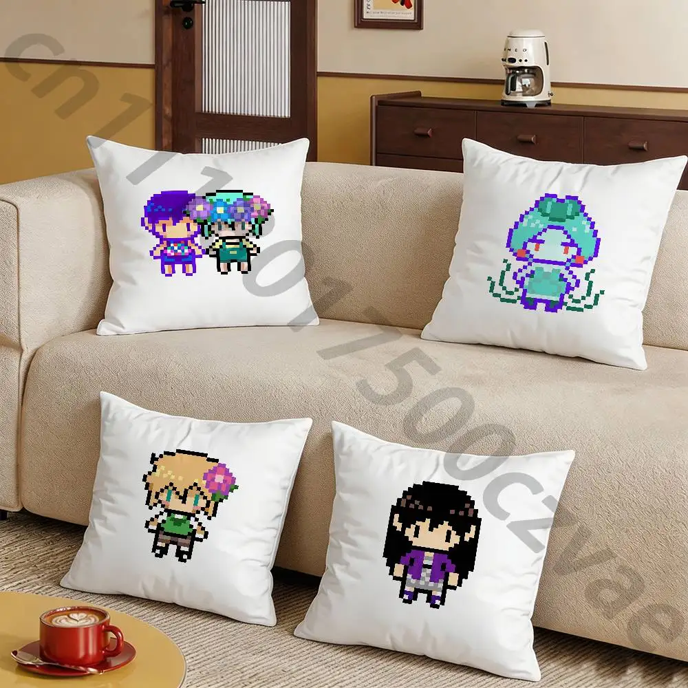 Cartoon Pixel O-Omori  Pillow Case Square Double-Sided Printing Short Plush Sofa Cushion Cover Bedroom Bedside Pillow