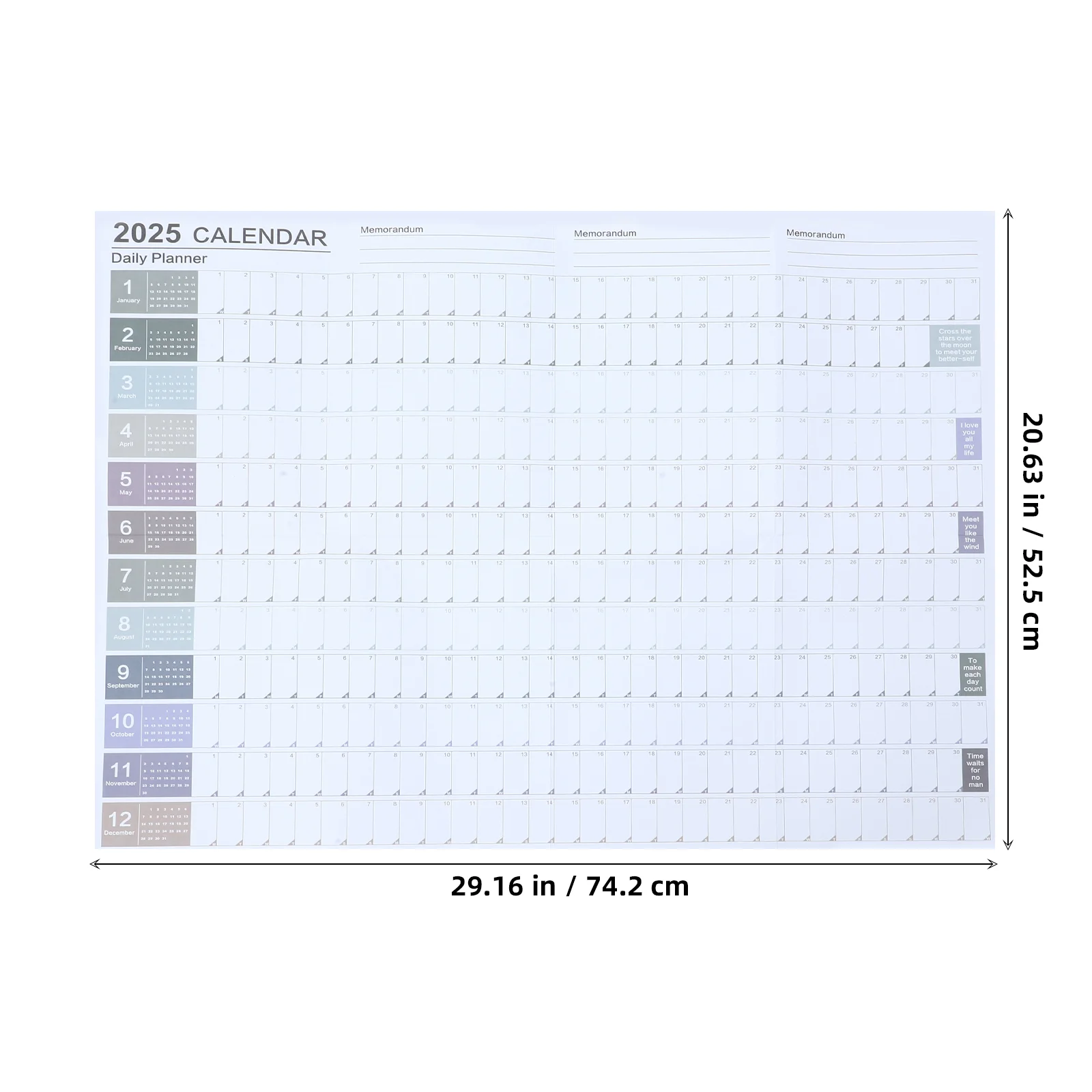 2025 Wall Calendar Planner Times Tables Desk Annual Schedule English Paper Agenda Decorative Office