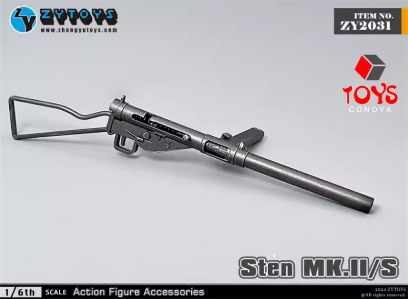 ZYTOYS ZY2031 Model Senapan Mesin Ringan Sten MK.II/S Skala 1/6, Aksesoris Model untuk Figur Aksi Tentara 12''