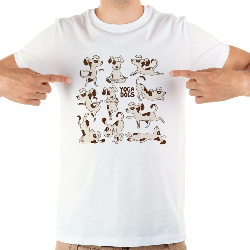 

New White Casual Short Sleeve Homme Cool Tshirt JOLLYPEACH BRAND Anime Yoga Dog Funny T Shirt Men 2024 Summer