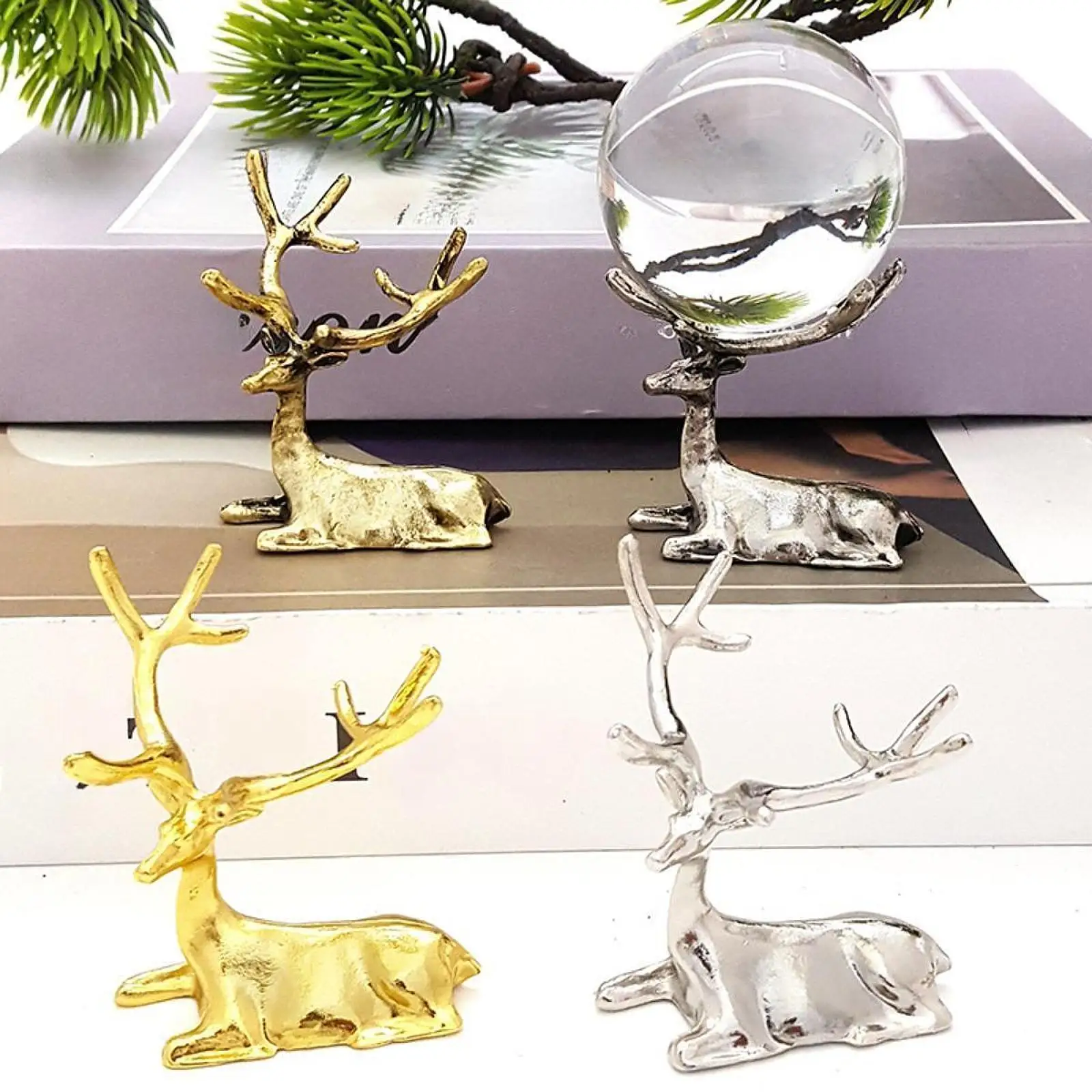 Deer Sculpture Craft Collection Table Centerpiece Gifts Decors Animal Statue