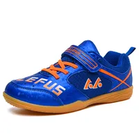 Anti-Slip Badminton Shoes for Children Competition Magic Tape Pingpong Shoes Reversible Tennis Shoes Sports Fitness Footwear
