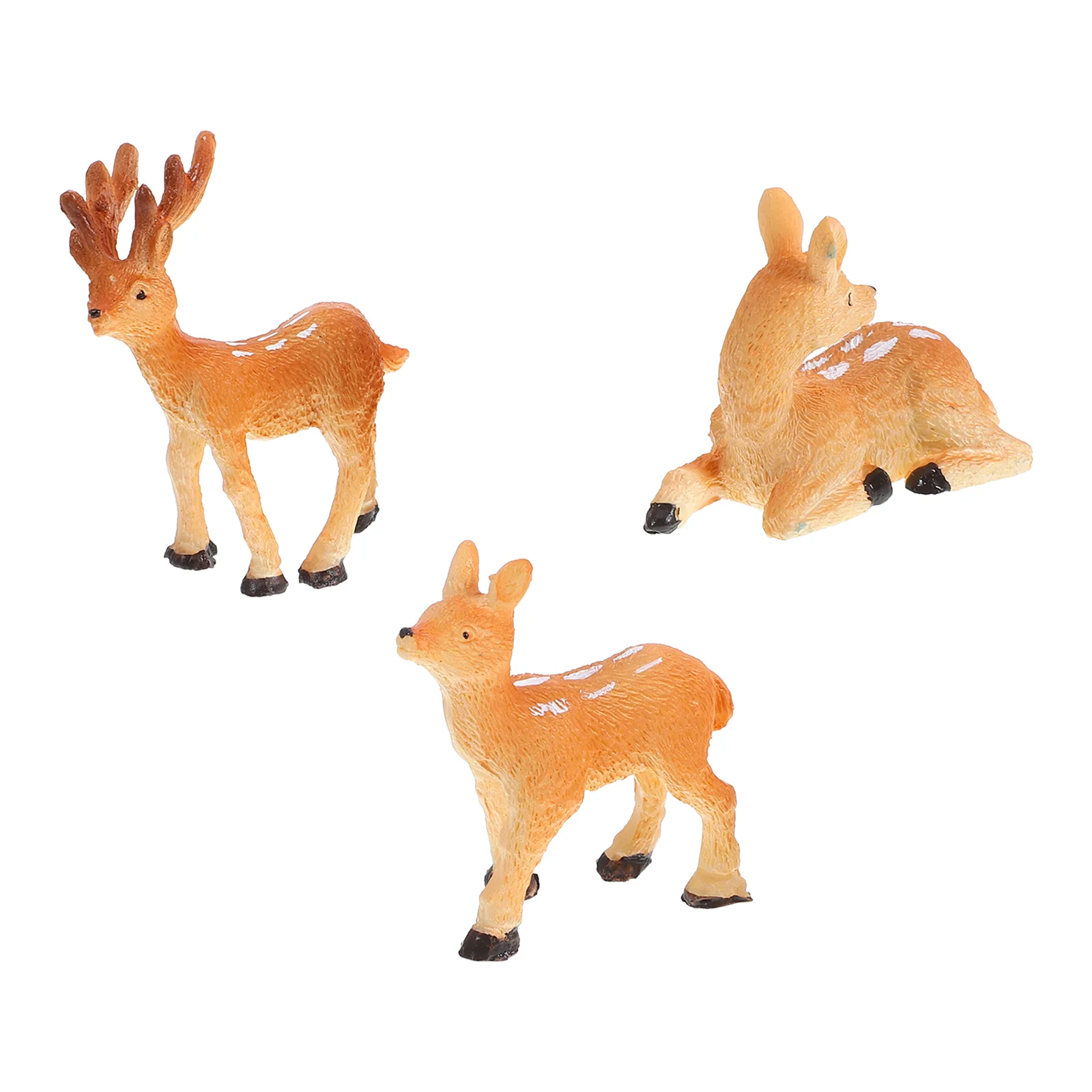 3 Pcs Micro Landscape Animals Tree Hanging Deer Decor Simulation Miniature Decors Statue Figurine Garden Decoration