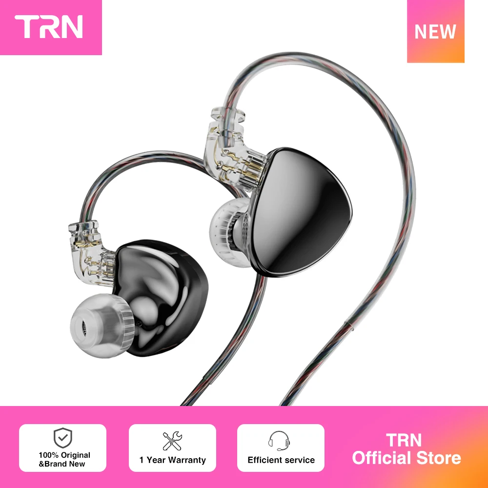 Fones de ouvido TRN MT5 com driver dinâmico duplo e monitores intra-auriculares