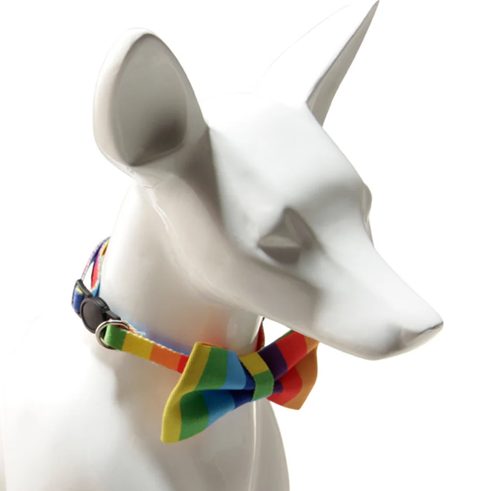 

Rainbow Bowknot Cat Collar Adjustable for Small Pets Cute Decorative Pet Collar Ideal Gift for Cats Dogs Party Wear
