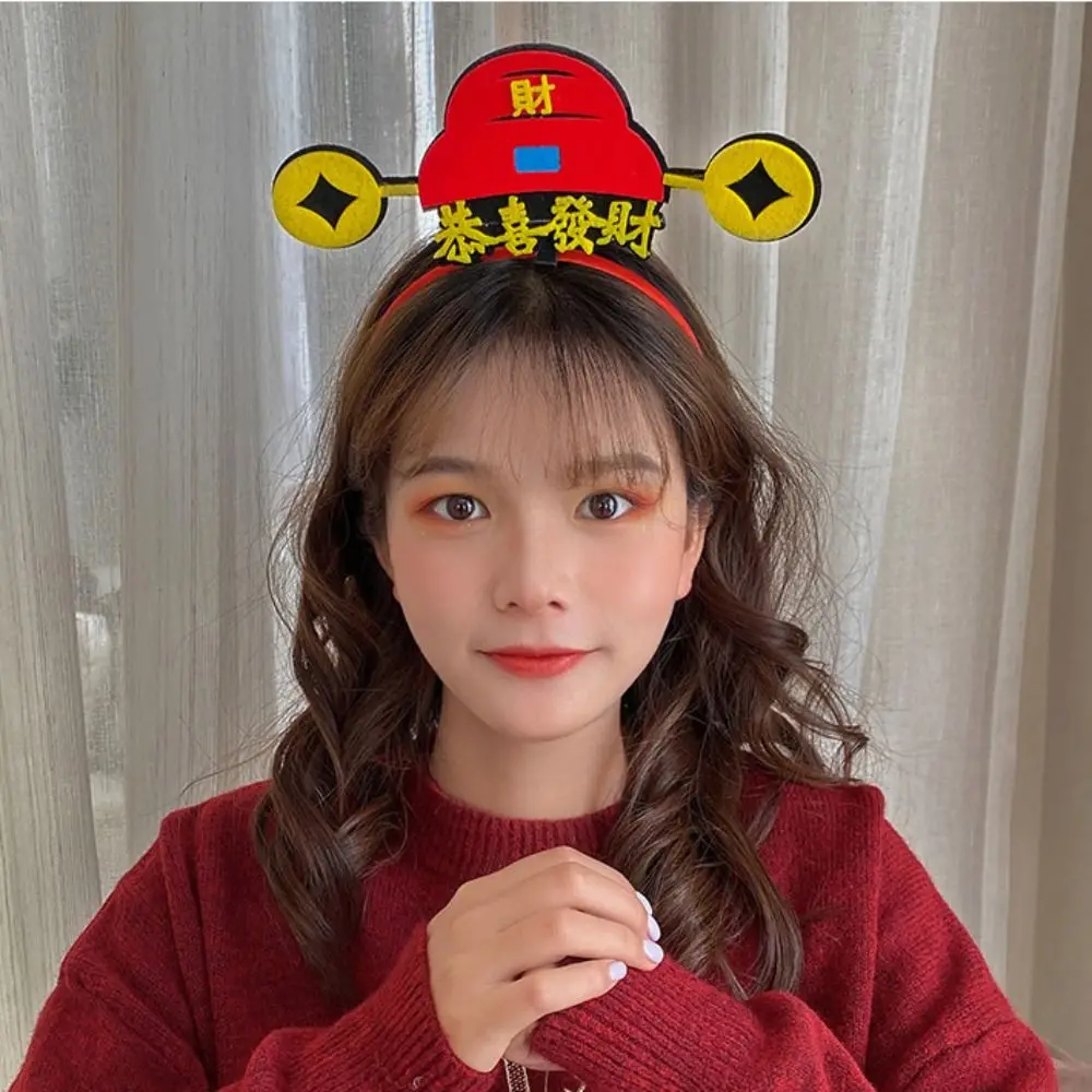 Red Hairband 2024 Happy New Year Headband Cartoon Chinese Style Dragon Headband Felt Hair Hoop Mascot Dragon New Year Headdress