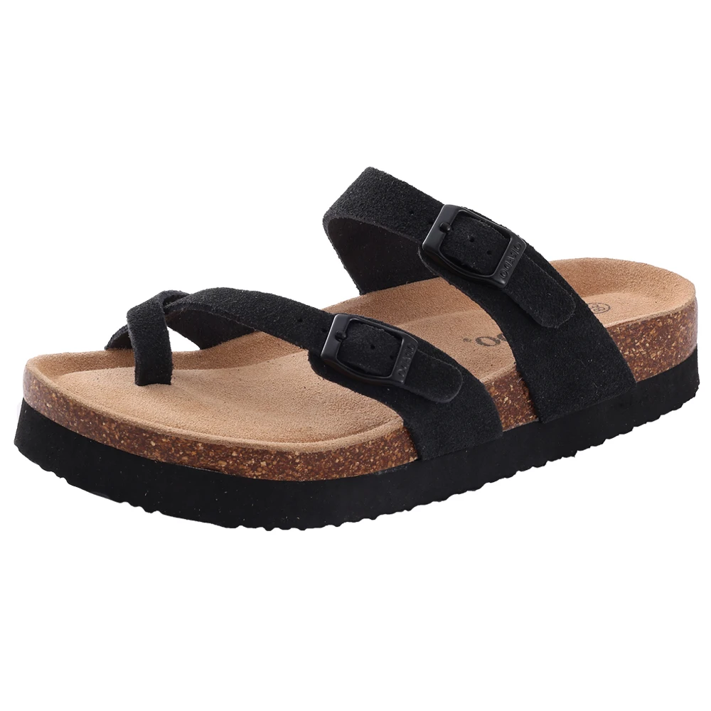 Comwarm Men's Cork Footbed Slides Sandals Arch Support Summer Outdoor Sandals with Adjustable Buckle Leisure Men Leather Slides