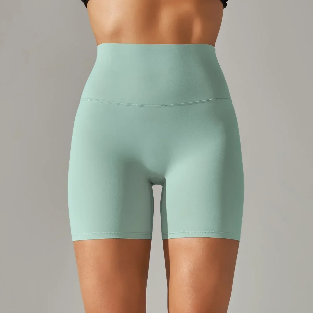 Shorts de yoga taille haute pour femmes, nouvelle culotte de yoga solide brossée double face, moulante, élastique, pour le sport et le fitness