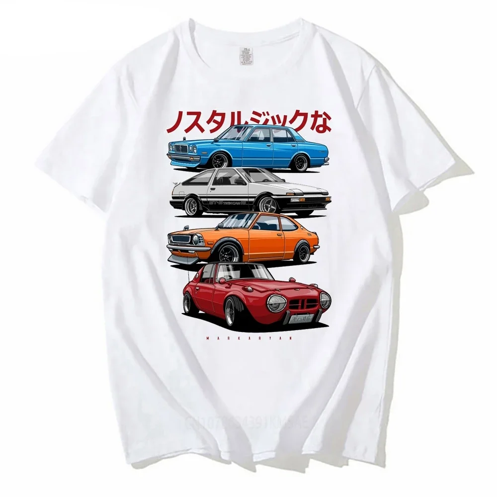 Fashion Men T-Shirts JDM Mix Sports 800 AE86 Cressida and Levin TE27 Print T-Shirt Boy Casual Tops