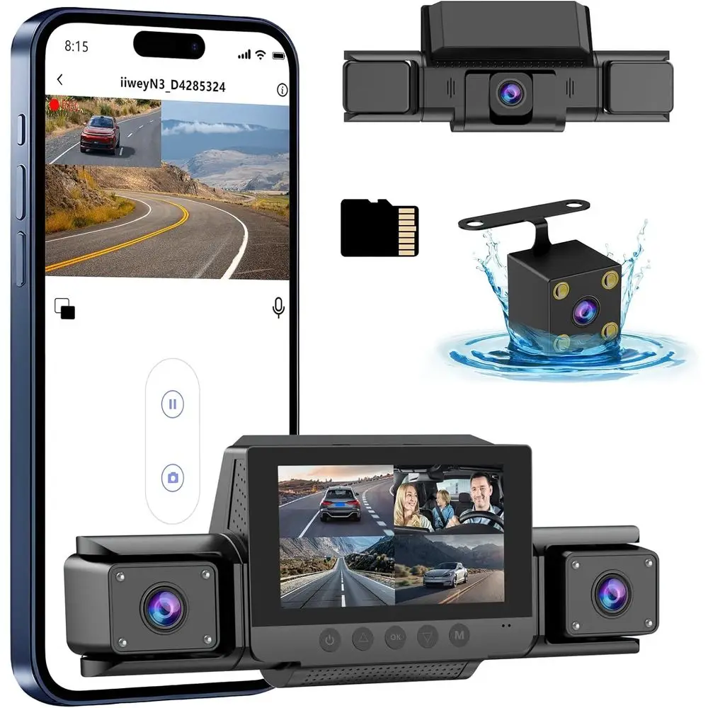 

360° 4-Channel Dash Cam with 5G WiFi, GPS, Night Vision, Parking Monitor, and G-Sensor