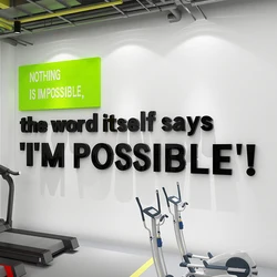 English letter NOTHING IS IMPOSSIBLE Acrylic Wall stickers for Living room Inspirational slogan Office sports hall decoration