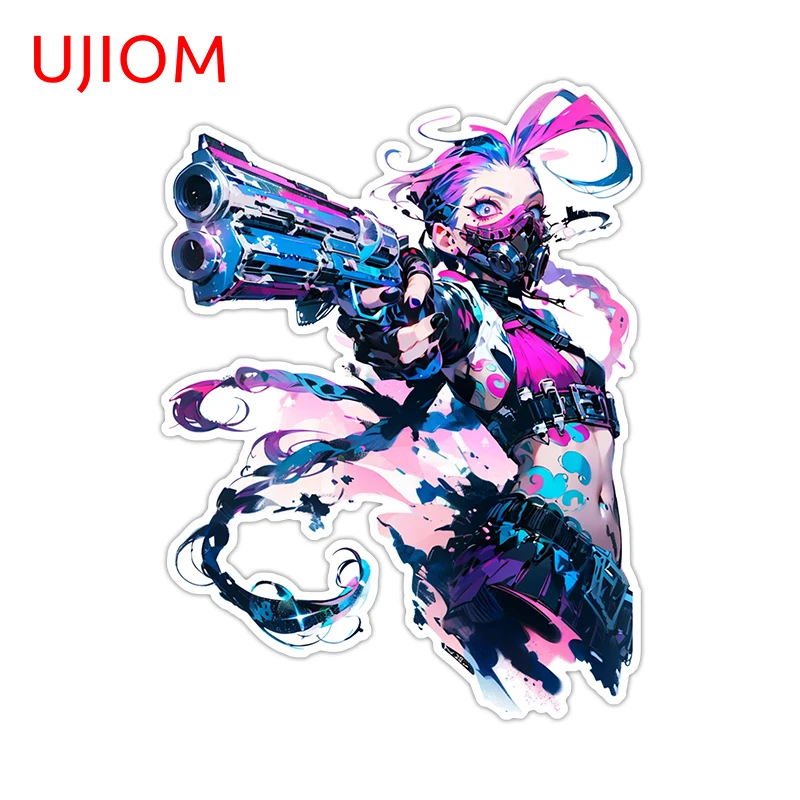 UJIOM Arcane Jinx League of Legends Cool Anime Wall Stickers Personal Beautiful Girl Graphics Decals Simple Skateboard Decor