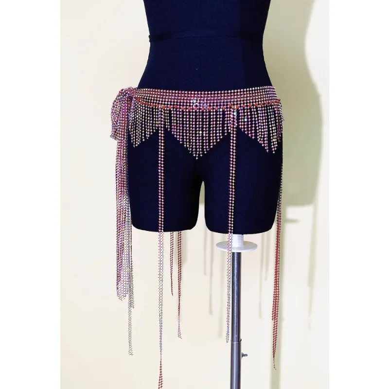 Customized Belly Dance Belt Waist Chain Mesh Hip Scarf No.12 Premium Large Diamond Samba Carnival Costumes Exotic Dancewear