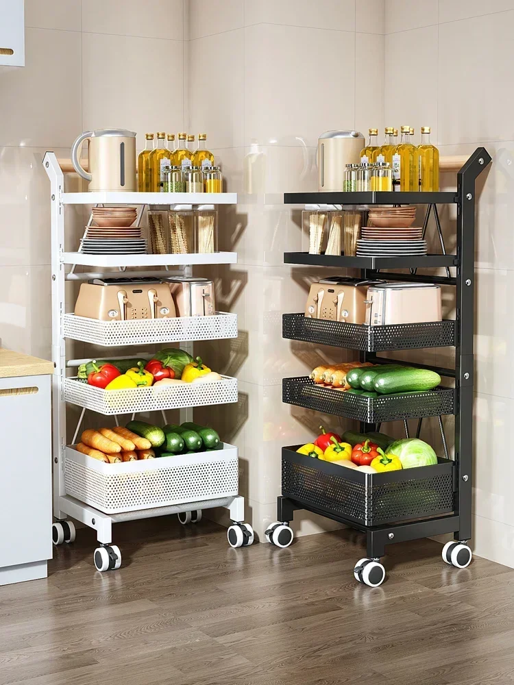 

Kitchen pot rack, multi-layer shelf, floor-mounted household vegetable pot rack