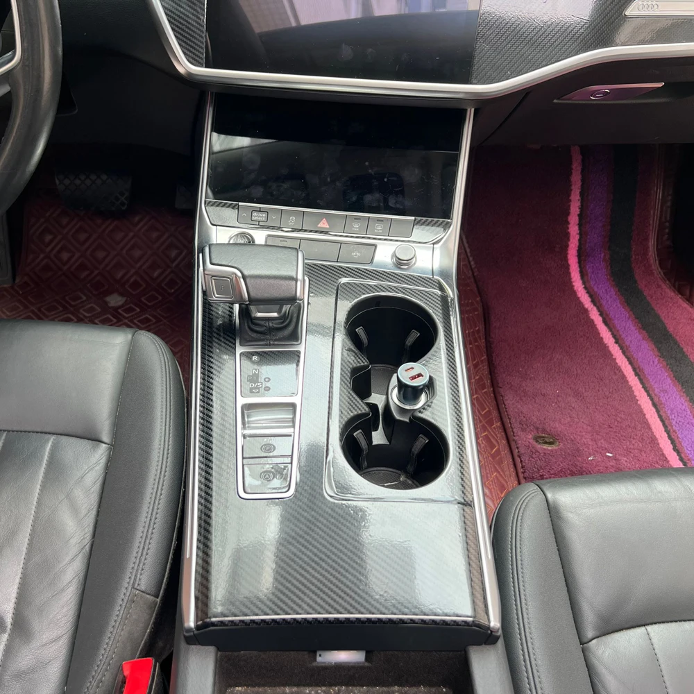 For Audi A6 A7 2019-2024 Interior Central Control Panel Door Handle 5D Carbon Fiber Stickers Decals Car Styling Accessorie