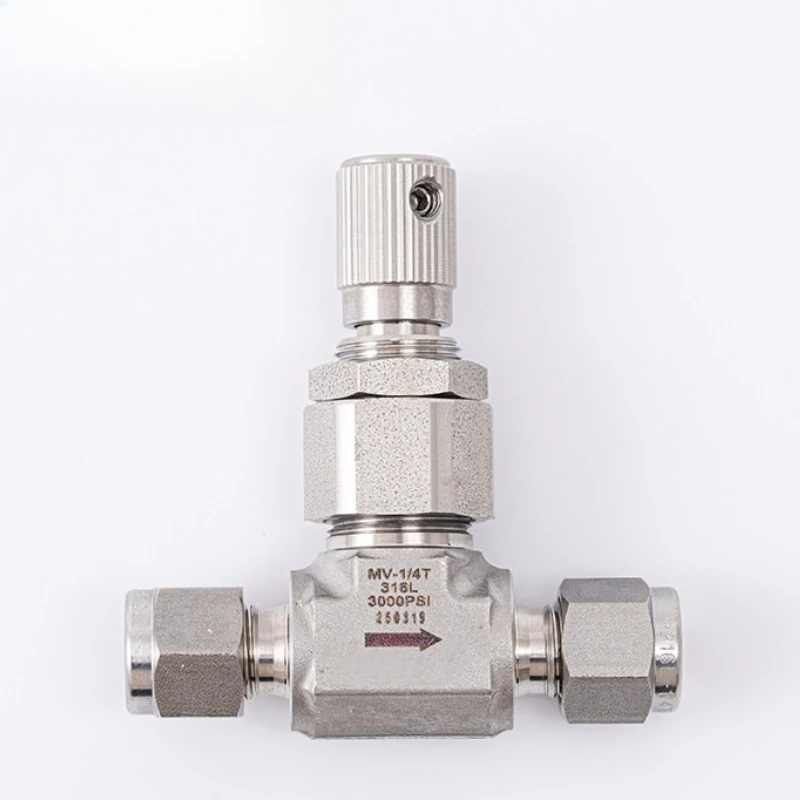316L Stainless Steel Compression Metering Valve, Graduated Needle Valve, 3000PSI High Pressure Flow Control Regulator