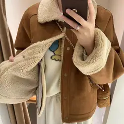 Lapel Fur Integrated Jacket Women's Autumn Winter New Lamb Fur Trend Coats