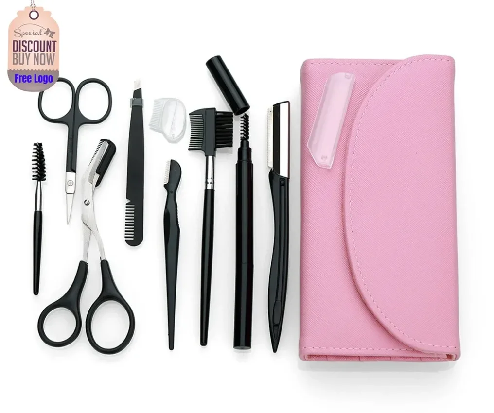 

Custom 8pcs/sets Eyebrow Tools Kit Eyebrows Trimmer Tweezers Scissor with Comb Portable Easy To Use Brow Kit Beauty Bulk