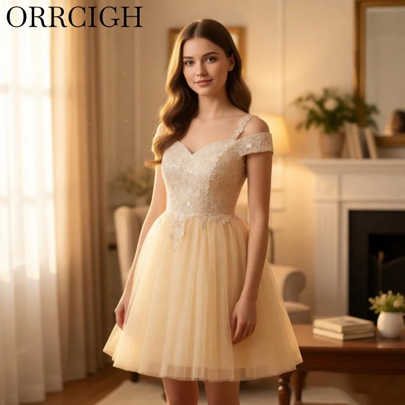 Cold Shoulder Tulle Homecoming Dresses for Teens Lace Applique Short Prom Dress Corset A Line Knee Length Birthday Ball Gown