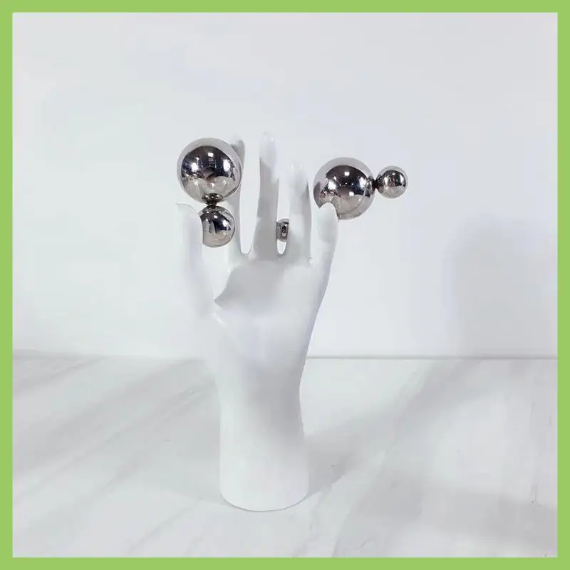 

ABJT-Resin White Hand With Silver Balls Ornaments Sculpture For Home Office Floral Arrangement Abstract Decoration Crafts,L Dura