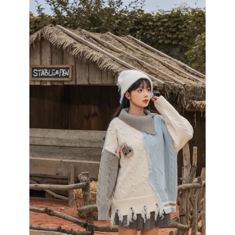 ديزني الكرتون لطيف جودي هوبس الفتيات الخريف والشتاء تويست سترة تريكو Crossbody طوق اللون حجب الحلو أنيق #2