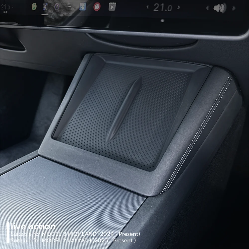Per TESLA Modello Y Launch 2025 Modello 3 2024 Highland Ricarica Wireless Pad in Silicone Copertura Centro di Controllo Tappetino Inferiore