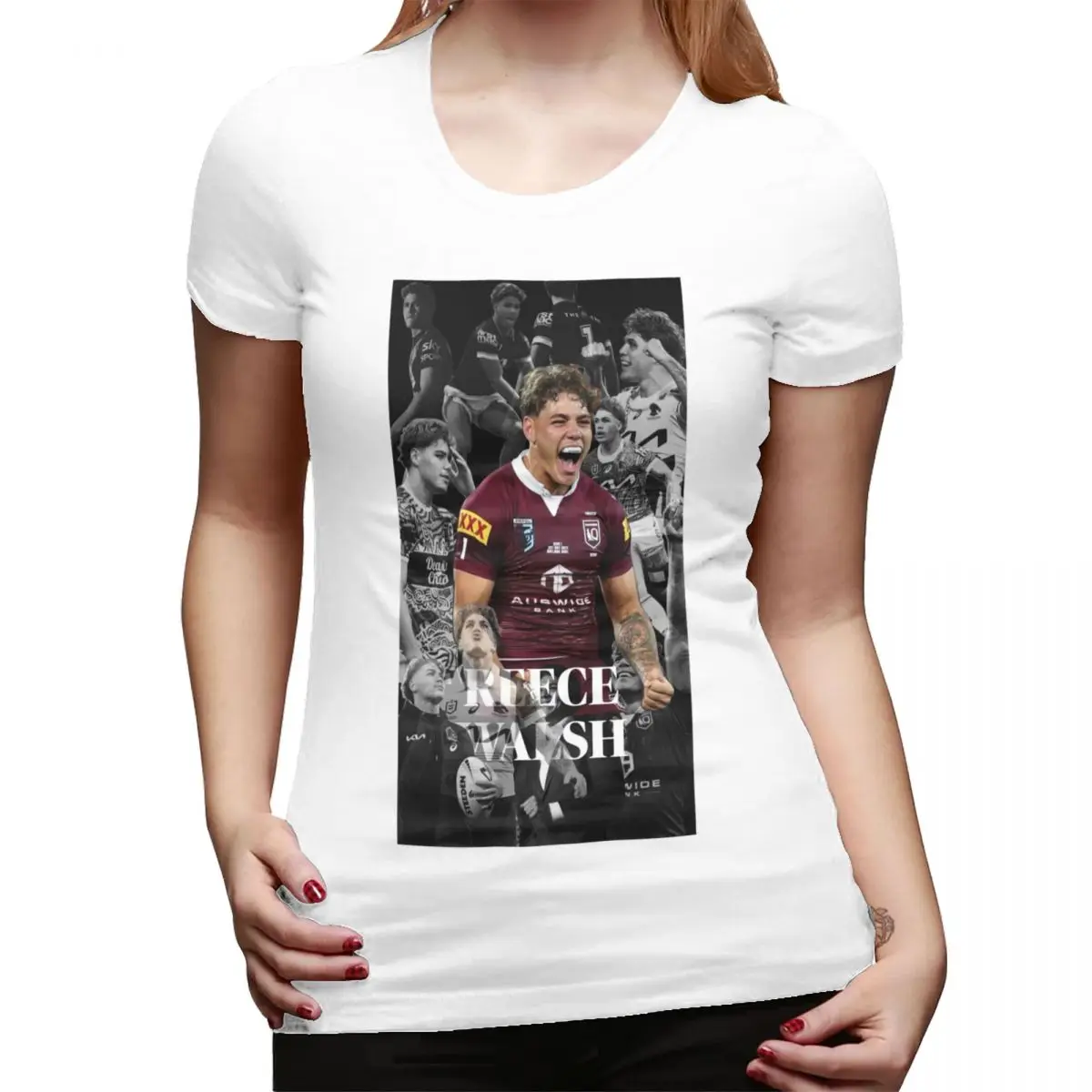 

Футболка Reece Walsh Nrl с горячими фотографиями для женщин, уличная одежда с круглым вырезом, футболки, женская летняя одежда с короткими рукавами, топы