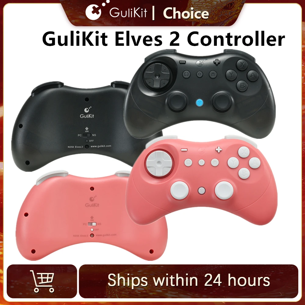 

GuliKit Elves 2 Controller Hall Gaming Controller for Switch,Windows,iOS & Android RED / black bluetooth Gamepad