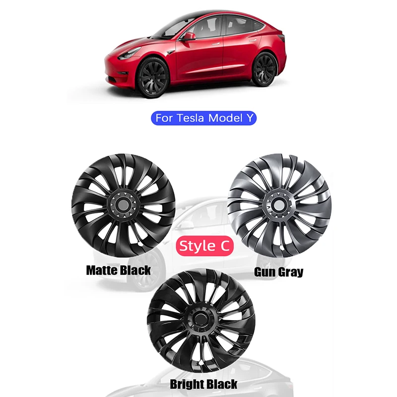 4PCS Hub Cap Performance Replacement Wheel Cap 18 19 Inch Automobile Hubcap Full Cover Accessories 2021 2022 for Tesla Model Y 3