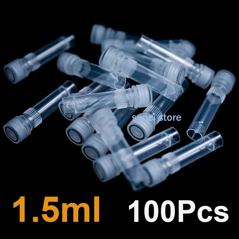 

100pcs 1.5ml Cryopreservation Tube Cryotube Freezing Tubes Centrifuge Tube Cryo-Tubes For Lab Analysis With Screw Cap