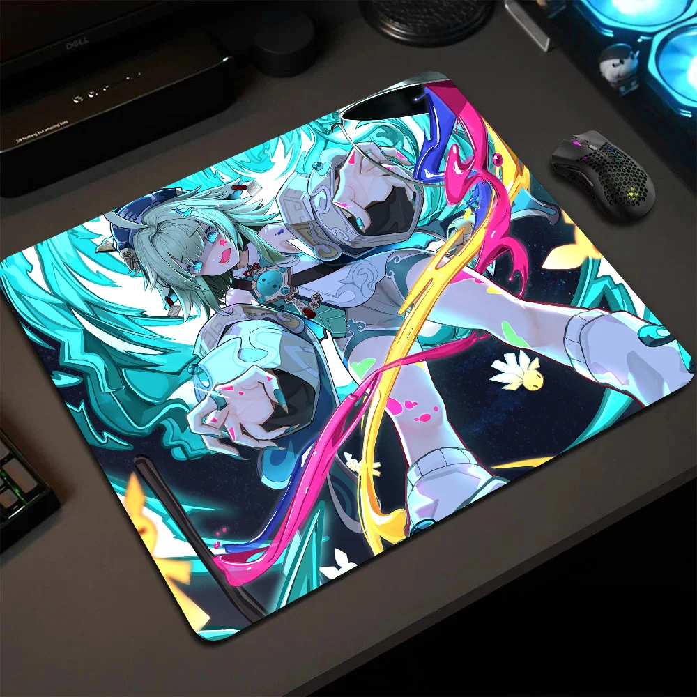 

Huohuo Honkai Star Rail Mousepad Small LockEdge Mouse Pad For Gamers Computer Desk Pad Rectangular Anti-slip Rubber