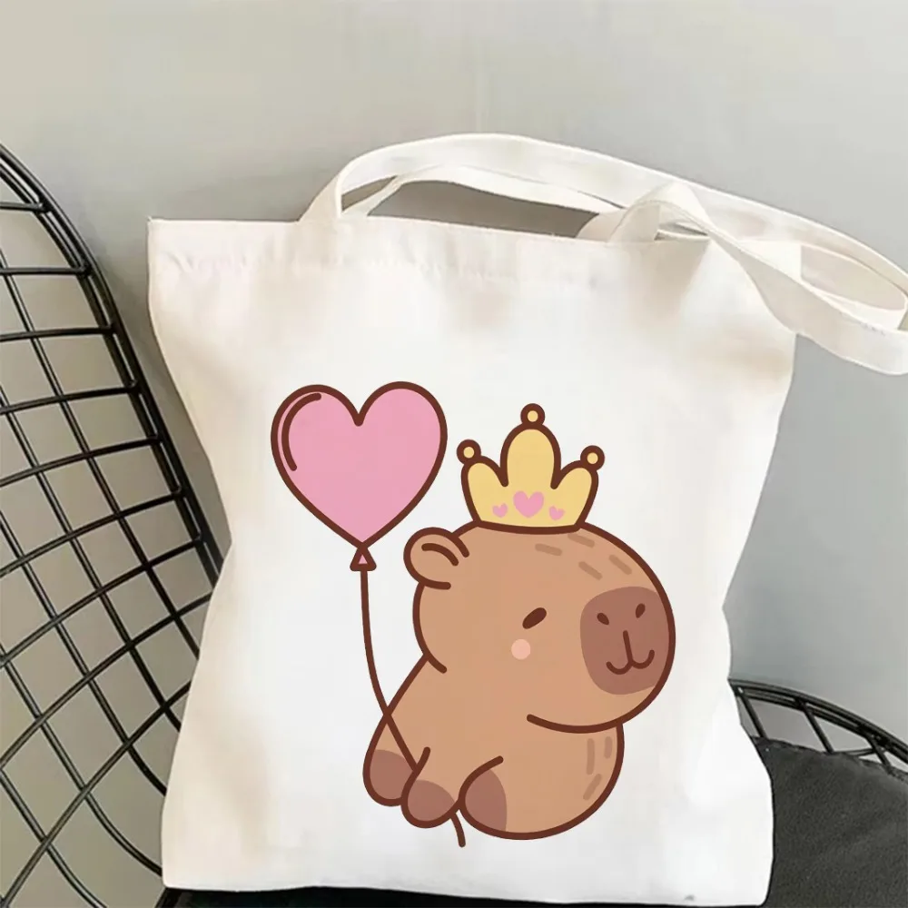 حقيبة كتف قماشية عصرية كابيبارا نمط القلب حقيبة اليوغا قابلة لإعادة الاستخدام صديقة للبيئة كيس الصالة الرياضية مثالية للتنقل في مكتب اليوغا